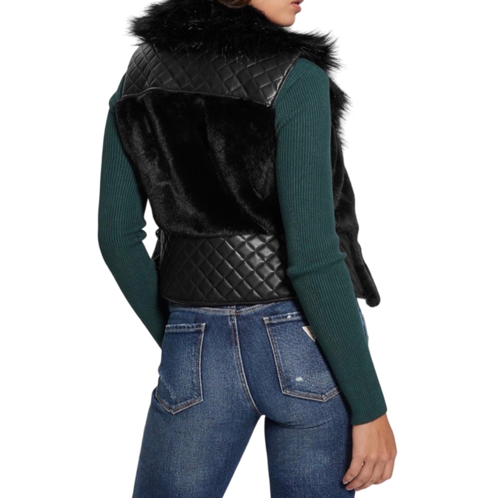 GUESS Emma Women's Fur Vest, Size S - Picture 4 of 9